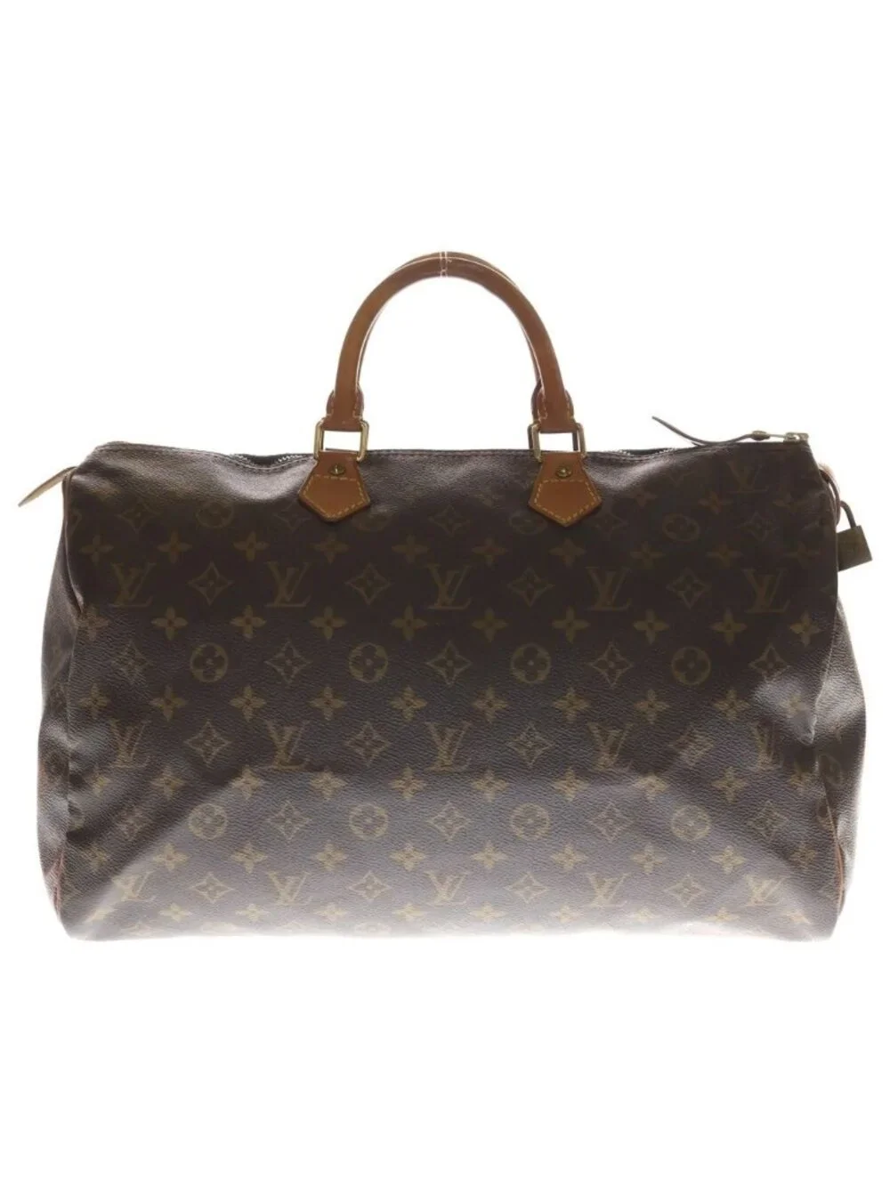 Louis Vuitton Monogram Speedy 40 Boston Bag Brown Leather Gold